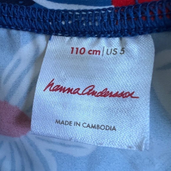 Hanna Andersson Rash Guard Long Sleeve Blue w. White Flowers Size 5 Floral - Picture 4 of 4